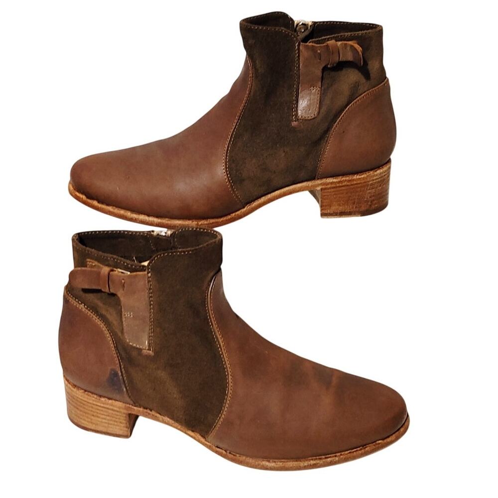 Alberto Fermani Viola Mixed Media Leather Suede Ankle Boots Brown SZ 8.5 EU 38.5